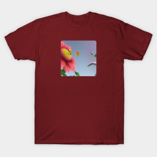 A.I. Generated Alien SunFlower with Bird (like) animal T-Shirt